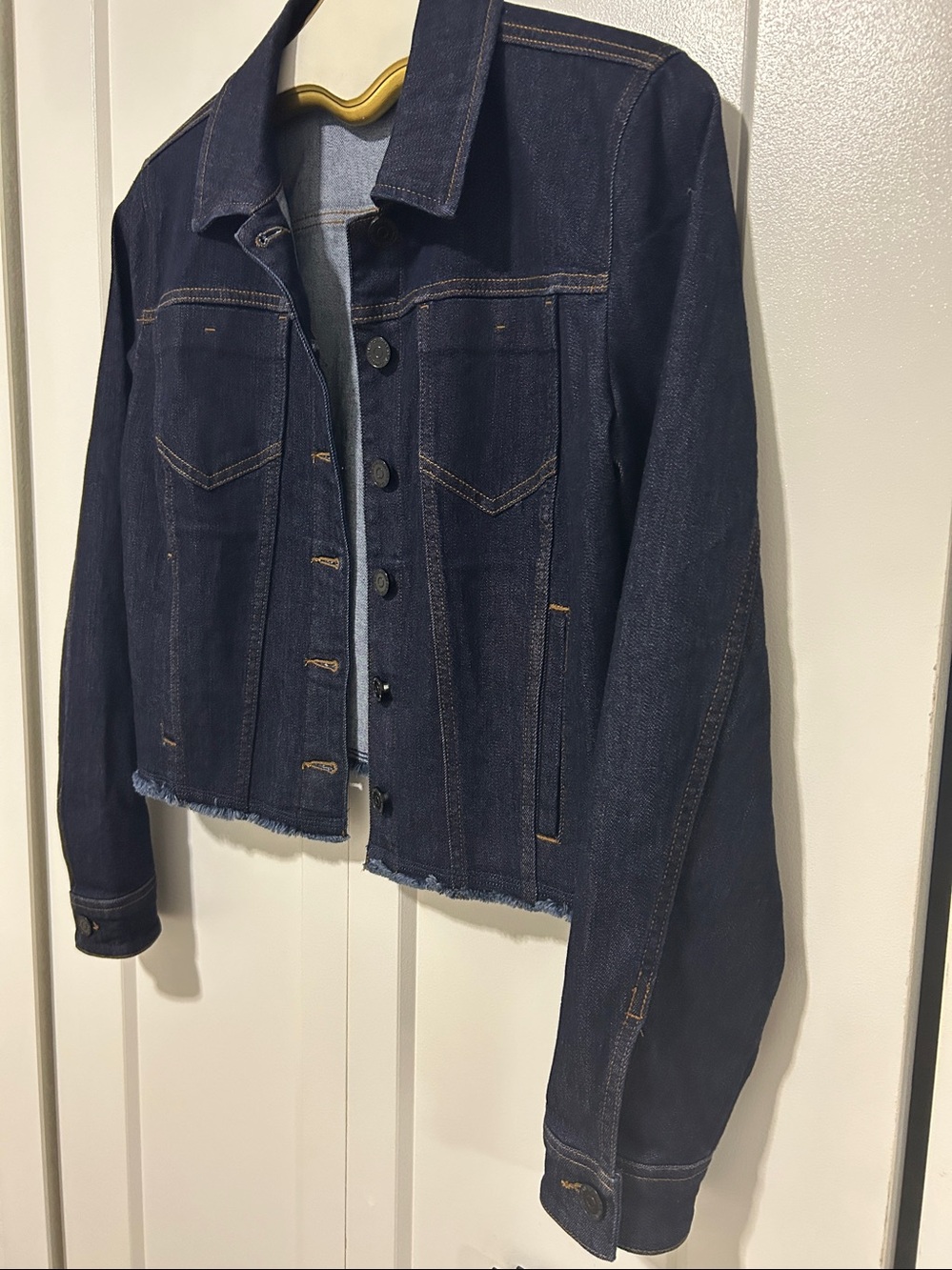 NWOT Susan Graver Stretch Denim Jacket with Unfinished Hem - Picture 9 of 11